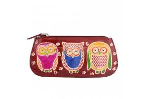 Купить индийский кожаный кошелек «3 совы» коричневый из натуральной кожи в интернет-магазине индийских сумок «IndianBags.ru»