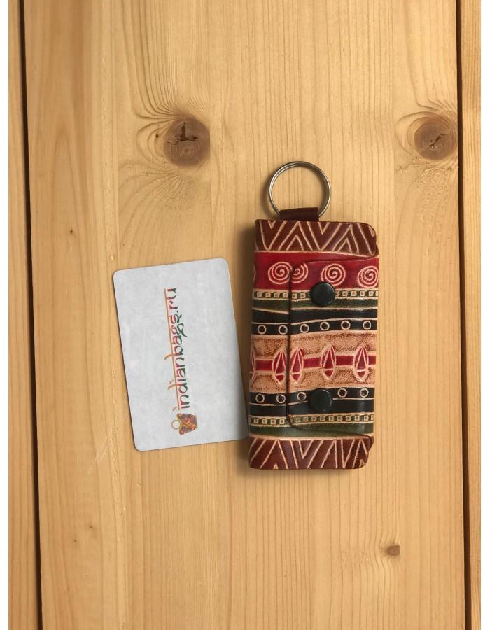 Купить индийский футляр для ключей «Этно» (коричневый) из натуральной кожи в интернет-магазине индийских сумок «IndianBags.ru»