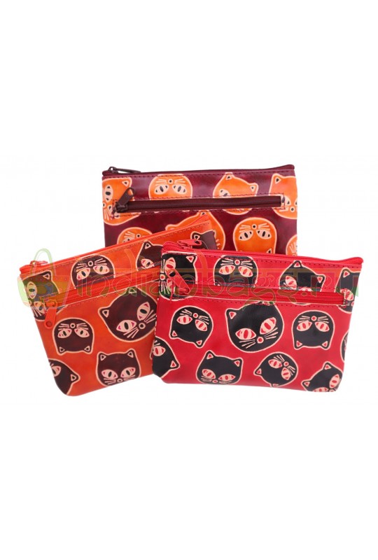Косметичка кожаная «Кошачьи мордочки»