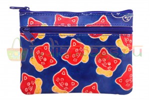 Купить синюю индийскую косметичку «Котик с бантиком» из натуральной кожи в интернет-магазине сумок «IndianBags.ru»