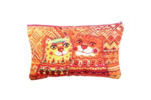 Индийская сумочка-косметичка хлопковая с принтом кошек художницы Оксаны Заики