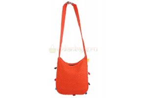 Тканевая оранжевая сумка на плечо с орнаментом в индийском стиле #627/3 вид сзади