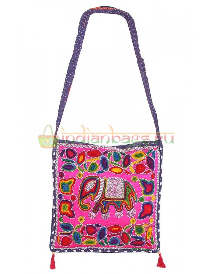 Купить индийскую наплечную текстильную сумку со слоном #624/6 унисекс в интернет-магазине сумок «IndianBags.ru»