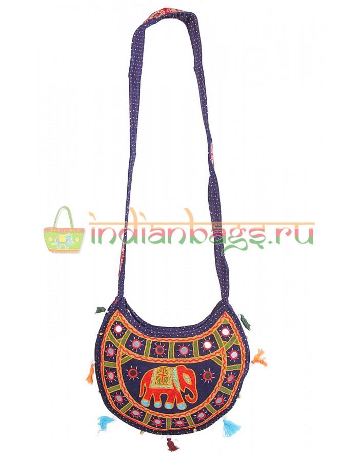 Купить женскую индийскую этно сумку синего цвета #619/7 в интернет-магазине индийских сумок «IndianBags.ru»