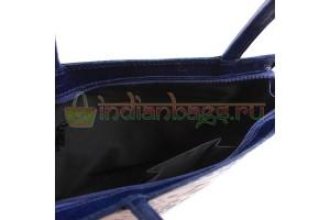 Индийская сумка из натуральной кожи с принтом ручной работы #1603/1