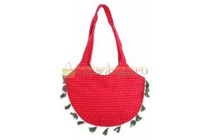 Женская индийская этно сумка красного цвета с вышивкой #628/4