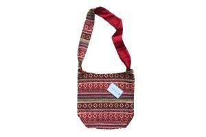 Наплечная индийская красная сумка из хлопка с 2 карманами