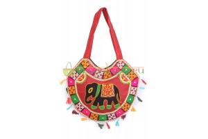 Купить женскую индийскую этно сумку красного цвета #618/2 в интернет-магазине индийских сумок «IndianBags.ru»