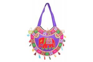 Купить женскую индийскую этно сумку фиолетового цвета #618/3 в интернет-магазине индийских сумок «IndianBags.ru»