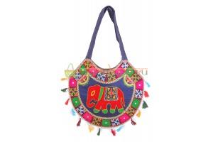 Купить женскую индийскую этно сумку синего цвета #618/4 в интернет-магазине индийских сумок «IndianBags.ru»
