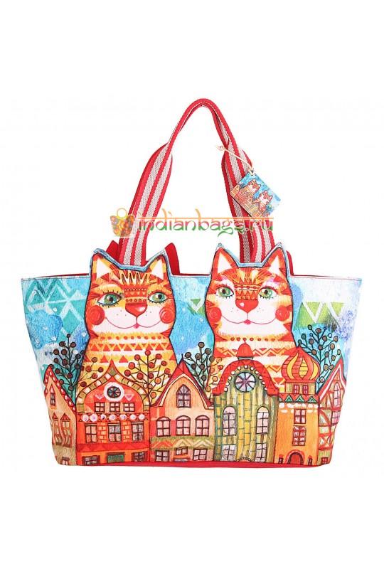 Индийская хозяйственная/пляжная сумка с декоративной отделкой #АВ4541