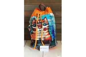 Индийский рюкзак из хлопка с декоративной отделкой #АВ4496
