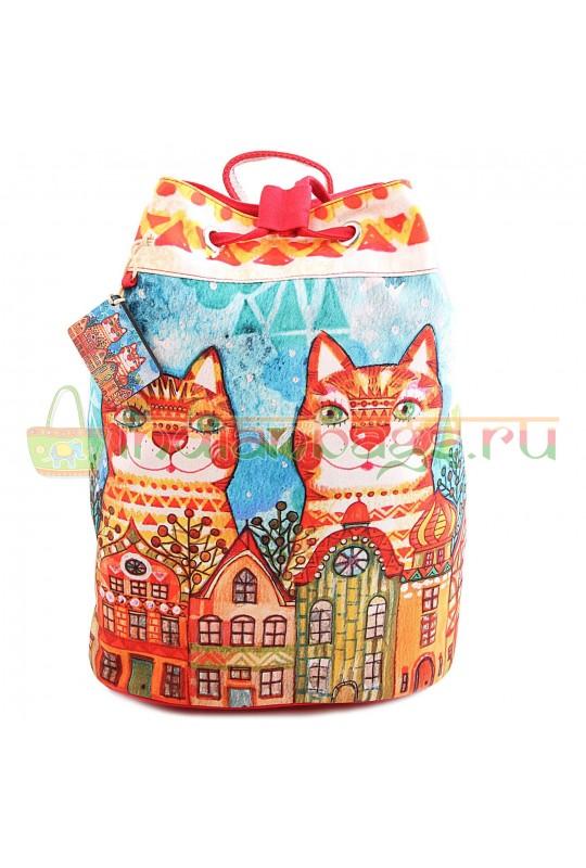 Индийская сумка-рюкзак хлопок с декоративной отделкой #АВ4540