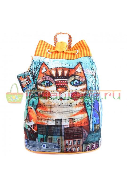 Индийская сумка-рюкзак хлопок с декоративной отделкой #АВ4496