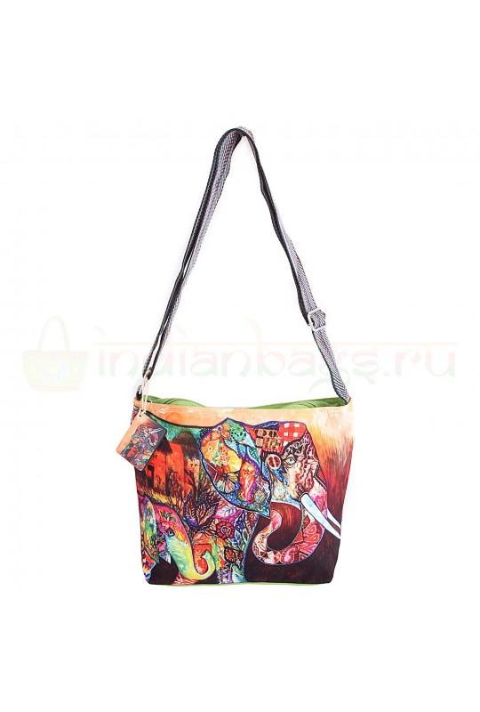 Индийская наплечная текстильная сумка #АВ4479