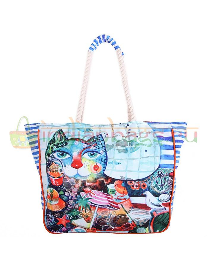 Купить индийскую пляжную хлопковую сумку со слоном #АВ4491 в интернет-магазине индийских сумок «IndianBags.ru»