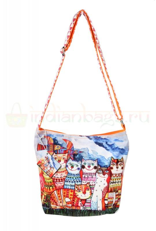 Индийская наплечная текстильная сумка #АВ127