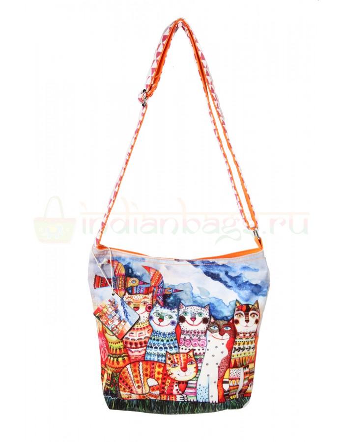 Индийская наплечная текстильная сумка #АВ127