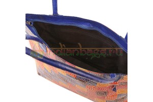Индийская сумка из натуральной кожи с принтом ручной работы #1639/4