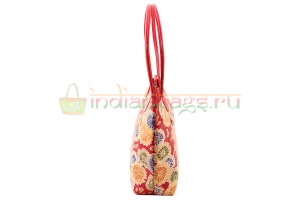 Индийская сумка из натуральной кожи с принтом ручной работы #1639/1