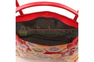 Индийская сумка из натуральной кожи с принтом ручной работы #1639/1