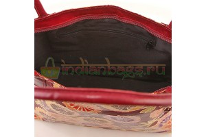 Индийская сумка из натуральной кожи с принтом ручной работы #1639/2