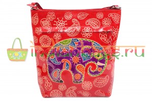 Индийская сумка из натуральной кожи с принтом ручной работы #1354/1