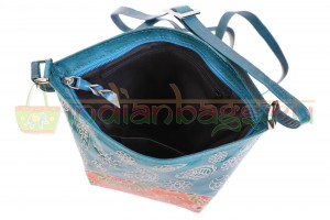 Индийская сумка из натуральной кожи с принтом ручной работы #1354/2