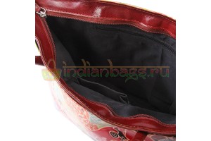 Индийская сумка из натуральной кожи с принтом ручной работы #1173/5