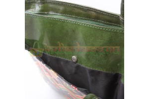 Индийская сумка из натуральной кожи с принтом ручной работы #1173/3