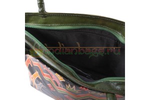 Индийская сумка из натуральной кожи с принтом ручной работы #1173/3
