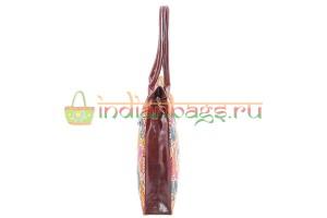 Индийская сумка из натуральной кожи с принтом пэйсли ручной работы #1832/1