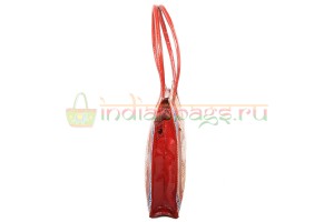 Индийская сумка из натуральной кожи с принтом ручной работы #1126/11